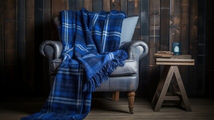 blanket plaid blue
