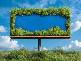Eco-friendly billboard displaying greenery in urban landscape nature awareness outdoor view