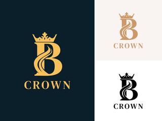 Initial letter B with Crown logo design. Beauty Initial identity logo icon. crown logo design vector template © Febrian