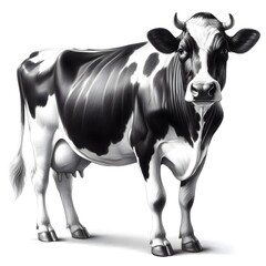 Fototapeta premium 흰 배경, 젖소(홀스타인), 펜슬 드로잉, jpeg (white background, milk cow (Holstein), pencil drawing, jpeg) 
