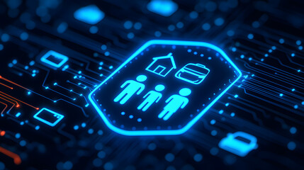 Futuristic Digital Family Insurance Concept for Modern Living