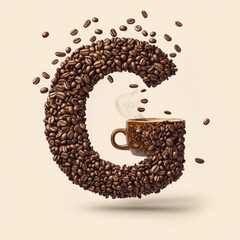 Naklejka premium The letter G subtly hides elements like a coffee cup, a coffee bean, or even sound waves from grinding beans