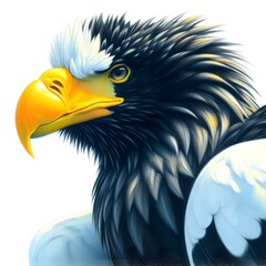 Fototapeta premium 흰 배경, 참수리, 파스텔화, jpeg (white background, Steller's sea eagle, pastel painting, jpeg)