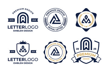 Set Of Initial Letter A Emblem Logo Design