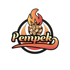 Pempek indonesia food vintage logo template design