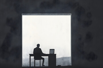 Monochrome Isolation: Life's Endless Loop in Shades of Gray