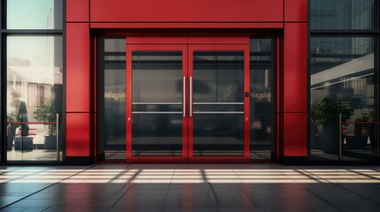 metal red commercial door