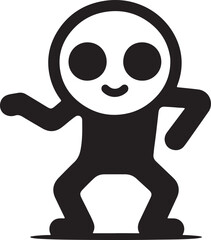 Silhouette vector icon of a TikTok-style dancing figure, symbolizing social media trends, viral dance, creativity, movement, and entertainment. Isolated on white.