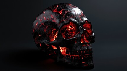 A glowing skull with a lava-like texture, creating a dramatic visual effect.