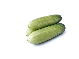 Fresh cucumber isolated on white background. Vegetarian cuisine, Organic farm plant 