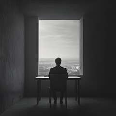 Monochrome Isolation: Life's Endless Loop in Shades of Gray