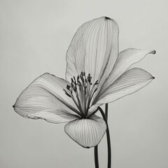 A minimalist line drawing of a flower with elegant curves.