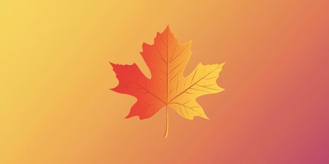 Fototapeta premium Autumn maple leaf with gradient from orange to yellow