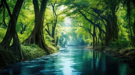 Fototapeta premium reflection blue and green water color