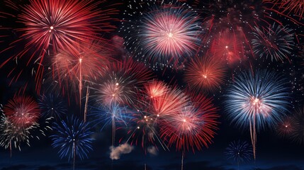 Naklejka premium night red white and blue firework