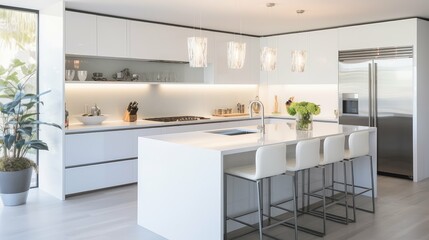 minimalist modern white kitchen