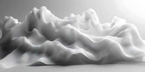 Obraz premium Abstract white fabric, flowing waves, studio shot, background neutral, design texture