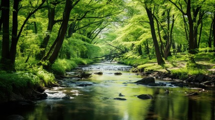 Naklejka premium forest spring internet