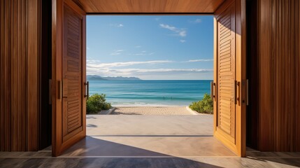 view open wooden doors