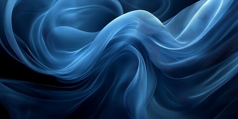 Obraz premium Abstract blue fabric swirls, dark background, design element