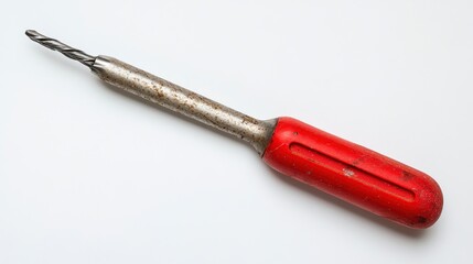 Fototapeta premium Old rusty drill bit with red handle