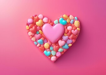 Pink Heart Shaped Candy Composition Sweet Treats Valentine s Day Romantic Design