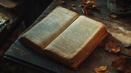 Obraz premium Open book, hardback books on wooden table. Back to school. Copy space