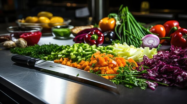 knife restaurant kitchen work table