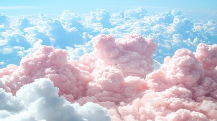 Pink and White Fluffy Clouds in a Blue Sky