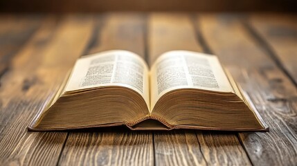 Obraz premium Open book, hardback books on wooden table. Back to school. Copy space