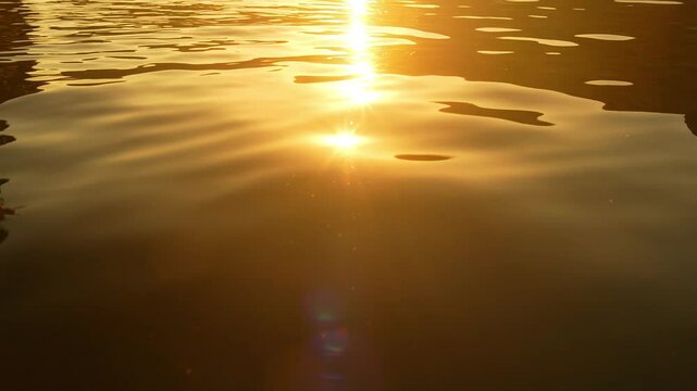 Sunset Reflection Water Golden Hour - A close-up photo of the sun reflecting off the water at sunset.