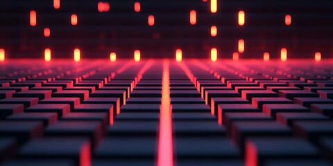 Obraz premium Red glowing grid, futuristic tech background