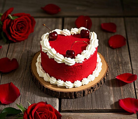 chocolate cake with red rose