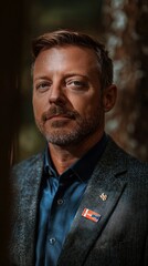 Obraz premium Portrait of a Man with Glitter on his Face and Suit