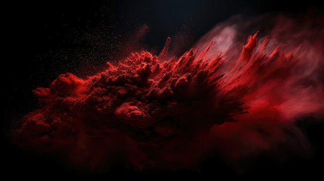vibrant red dust on black background