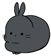 Illustration of a rabbit sitting calmly (black)
