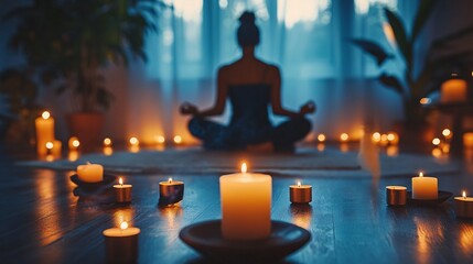 Serene Meditation Session with Candles and Calm Atmosphere