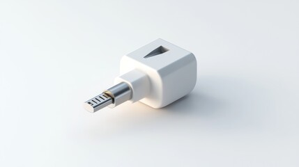 White USB adapter on white background