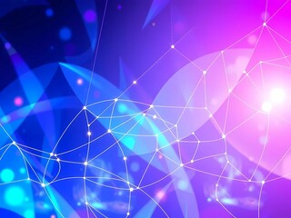 Obraz premium Futuristic business interface with glowing purple-blue holographic dashboard, displaying data visualization, technology trends, and analytics insights