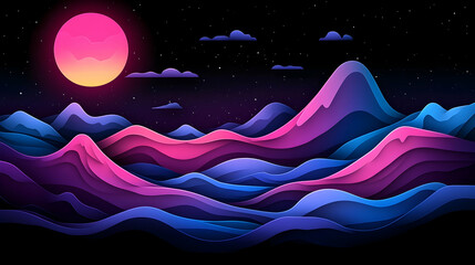 Mountainscape with sun, art for adventure blog, website header or video background. Generative AI