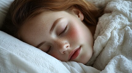 Serene Child Sleeping Peacefully with Freckles and Soft Blanket