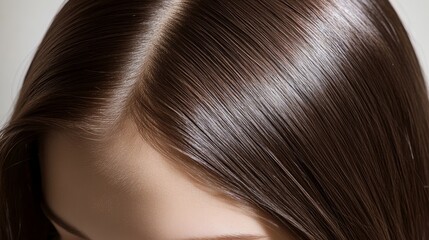 Obraz premium Sleek and Healthy Long Brown Hair Emphasizing Sophistication