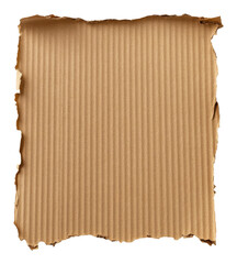 Fototapeta premium Torn piece of corrugated cardboard with textured surface and jagged edges, blank brown craft paper concept