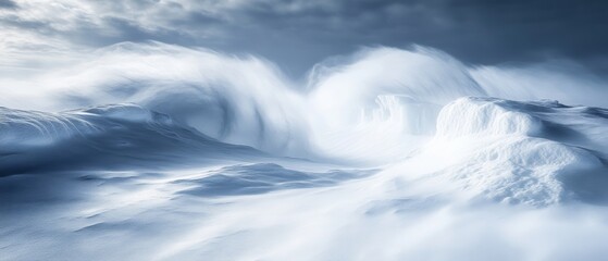 Obraz premium Frozen Waves and Thunderous Snow in an Abstract Polar Blizzard