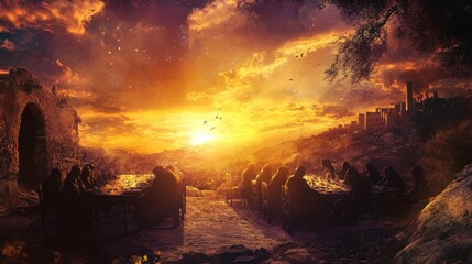 Obraz premium Passover begin at sundown 