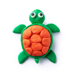 Fototapeta premium turtle molded from plasticine modeling clay isolated on white background