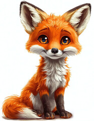 Obraz premium cartoon fox cub on a white background