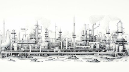 Fototapeta premium pipes manufacturing black and white line drawing