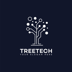 TreeTech Logo Digital Tree, Circuit Board, Technology, Nature