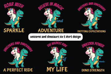unicorns and dinosaurs six t shirt design